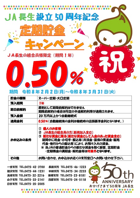 JAバンクからのお知らせ一覧 ｜ JA長生 長生農業協同組合