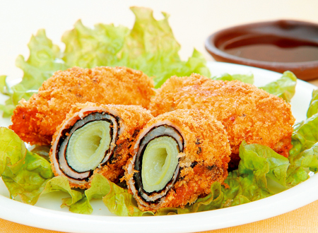 ネギと豚肉のロールフライ