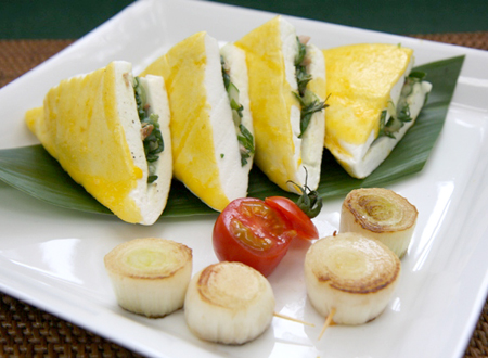 葉玉ねぎのはんぺん白子焼き