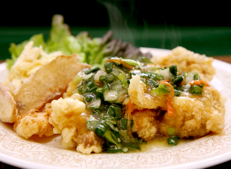 葉玉ねぎ入り健康揚げ